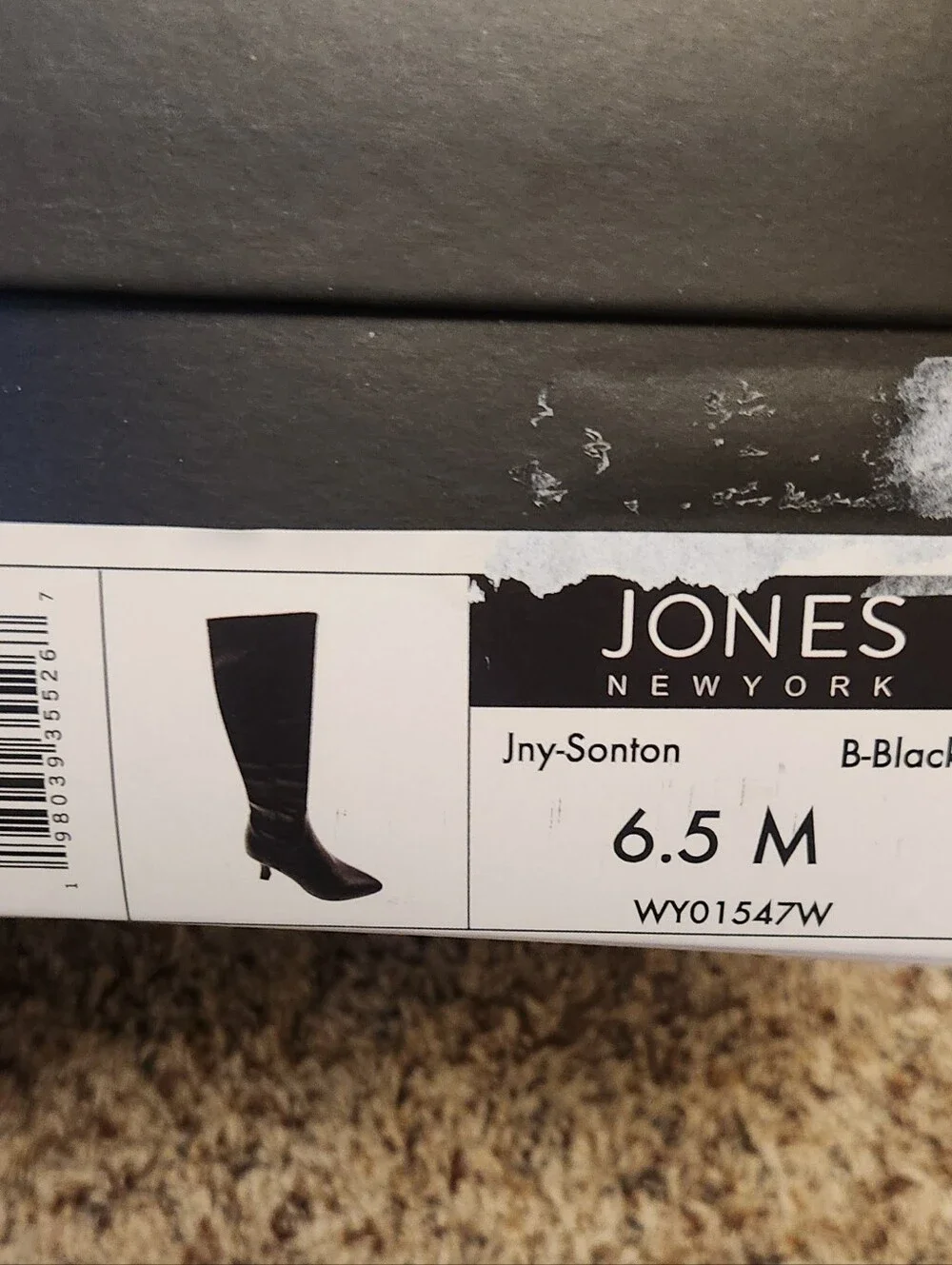 Jones New York Black Knee High Dress Boots New In Box Size 6.5